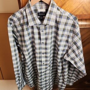Jos. A. Bank Plaid Dress Shirt in Olive, Blue, Gray